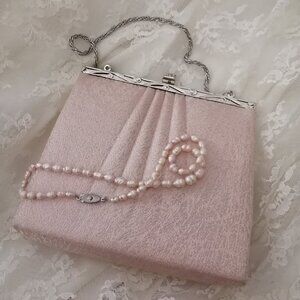 ✨Host Pick✨ Vintage Mid-Century Japanese Structured Handbag, Pink and Silver